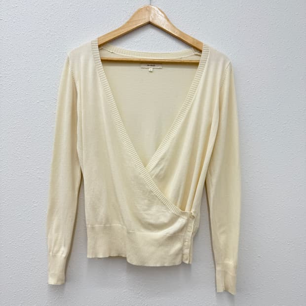 빈티지 Hushush 아이보리 레이어드 단추 니트 가디건