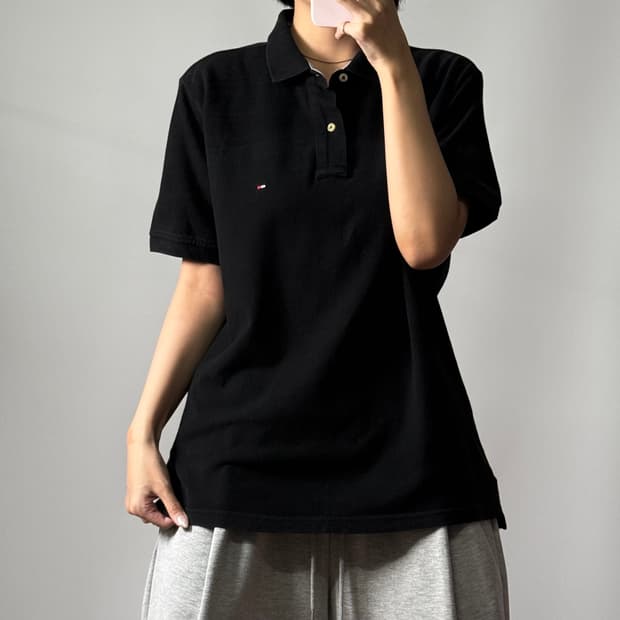 타미힐피거 카라 반팔티 블랙 M [080804]