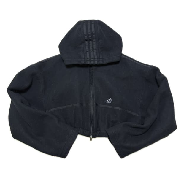 Adidas Navy Padded Cropped Hood Jumper