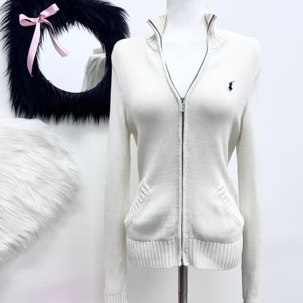 폴로 화이트 니트집업