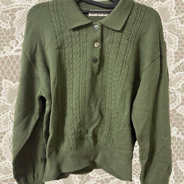 일본 빈티지 그린 카라 니트 모리걸 모리룩 