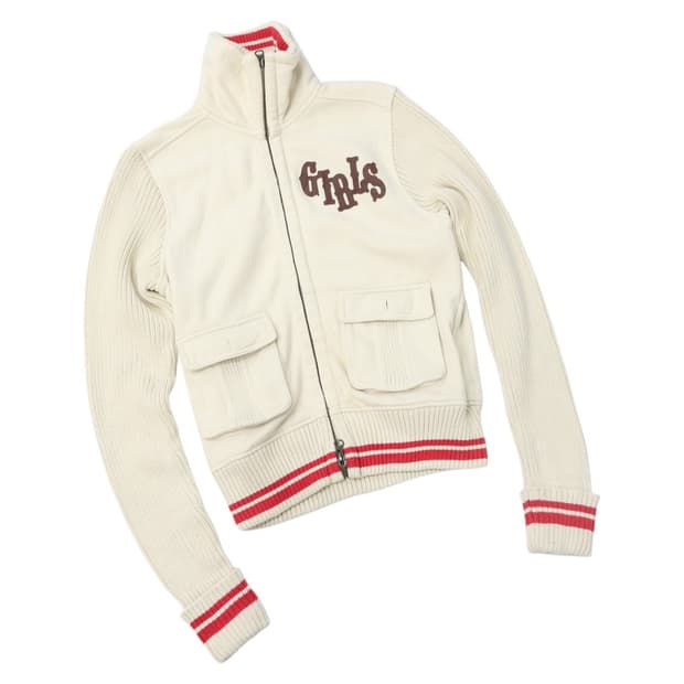 RUSTY 루스티 빈티지 니트 슬리브 하이넥 집업 자켓 (M-L)