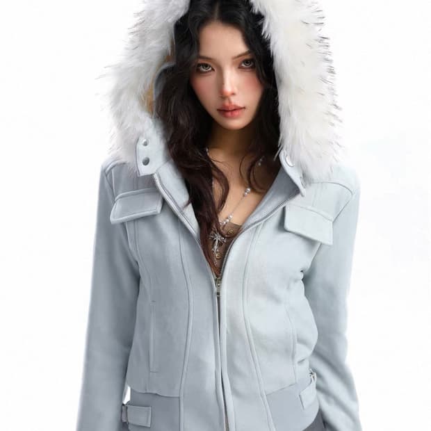 Y2k 퍼 후드집업