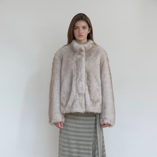 아수라 퍼자켓 mist tone fur jacket (ivory)