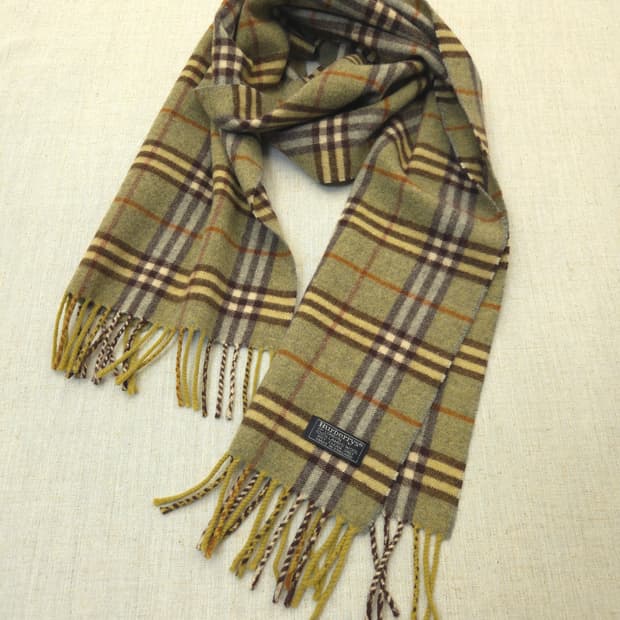 버버리 클래식 체크 100%램스울 머플러 그린