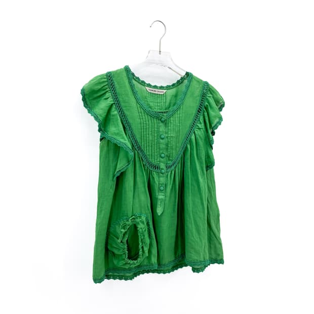 츠모리 치사토 레이스 린넨 반팔 블라우스