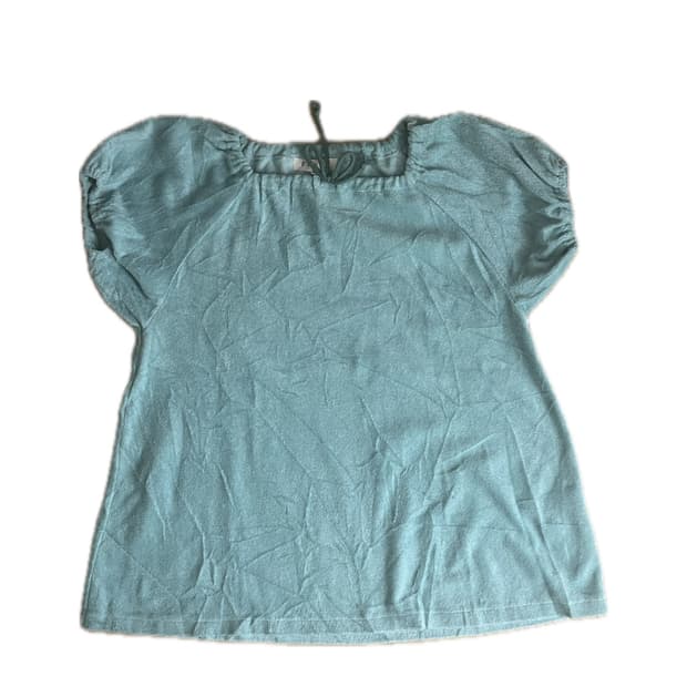 하구미 민트 퍼프 블라우스