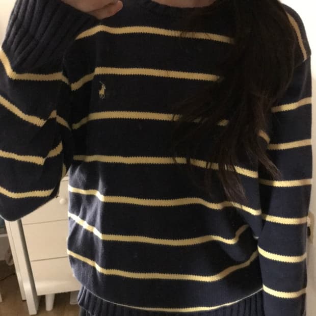 폴로 스트라이프 니트 S 네이비옐로우