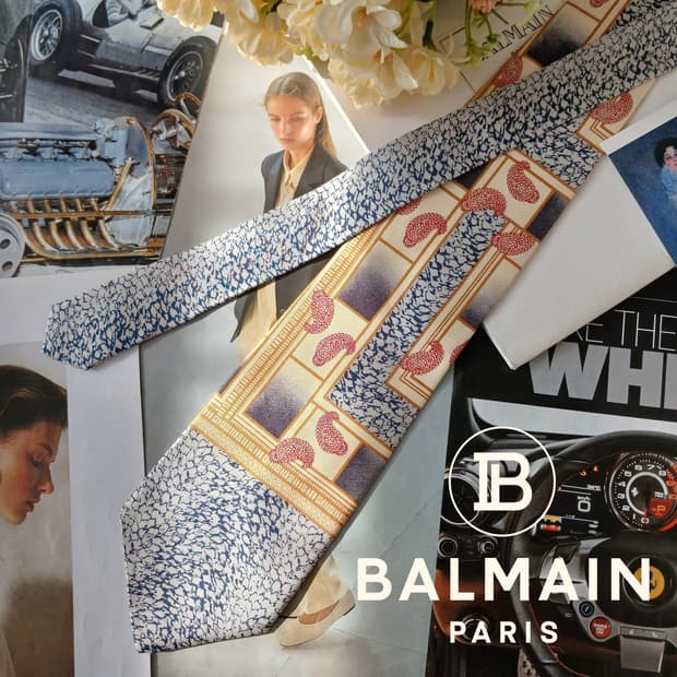 피에르 발망 베이지 믹스 패턴 넥타이 9.7cm A+등급 A19708
