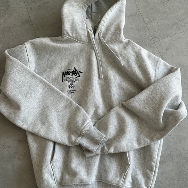 스투시 월드투어 후드 애쉬 헤더