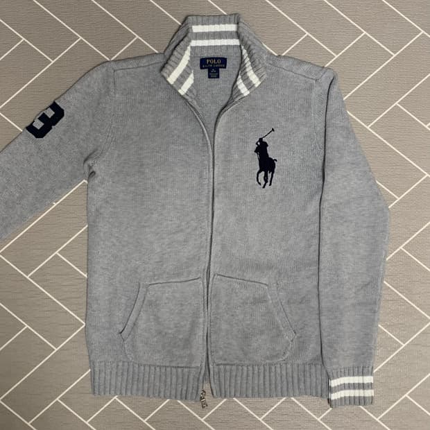 폴로 빅포니 니트집업 그레이 