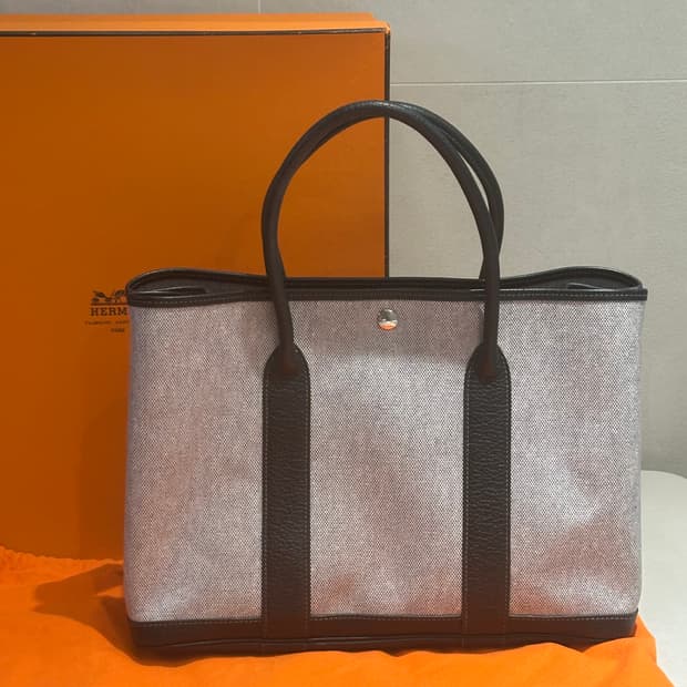정품 에르메스 가든파티 캔버스 토트백