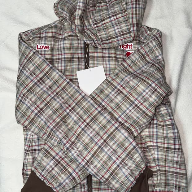 더뮤지엄비지터 러브 체크 자켓 브라운 S 새상품