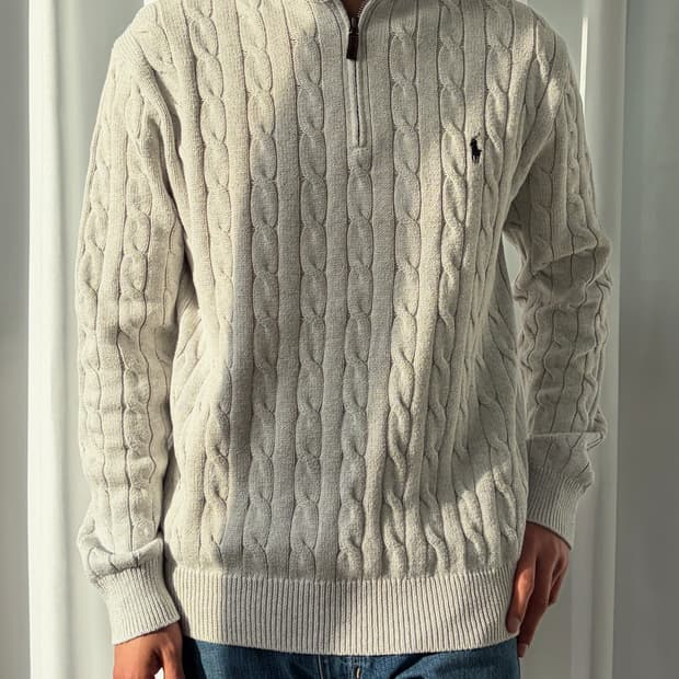 [L]폴로 랄프로렌 하이넥 하프집업 케이블 니트
