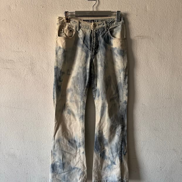 Stone wash bootcut wide jeans