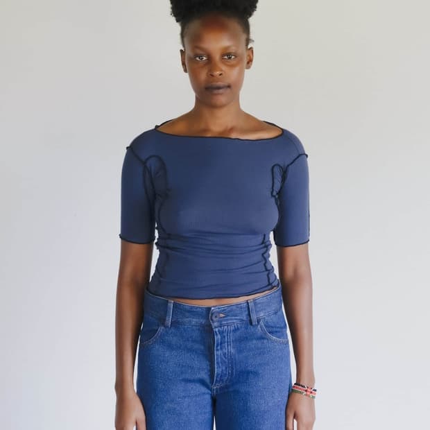 [XS,S,M]베이스레인지 Omato 3/4 탑/블루