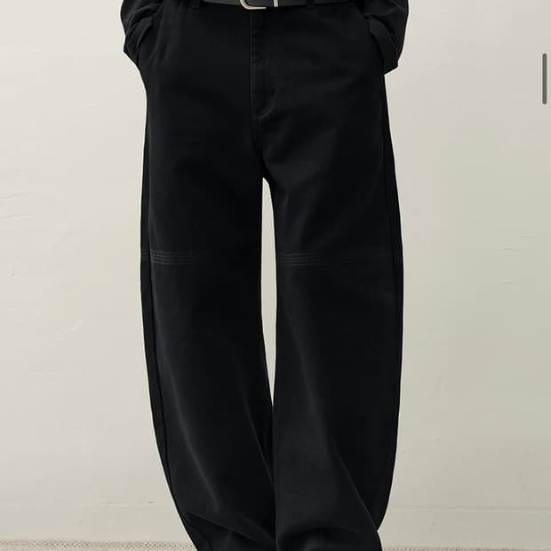 (새상품)(XL) 드로우핏 세미 와이드 트위스트 카치온 팬츠 [BLACK