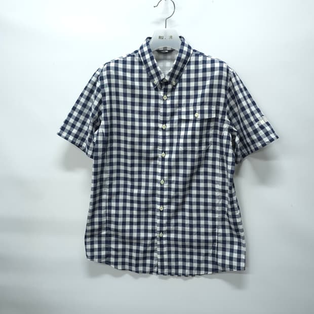 노스페이스 깅엄 체크 버튼다운 반팔 셔츠 (100)