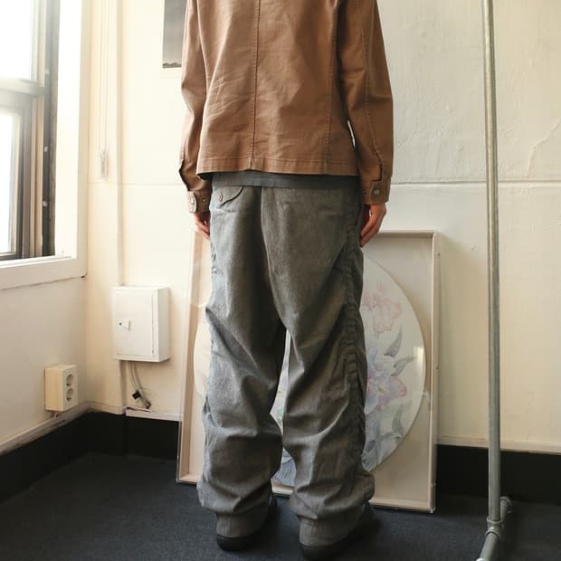 컬러 비콘 그레이 개더 울 트라우저 