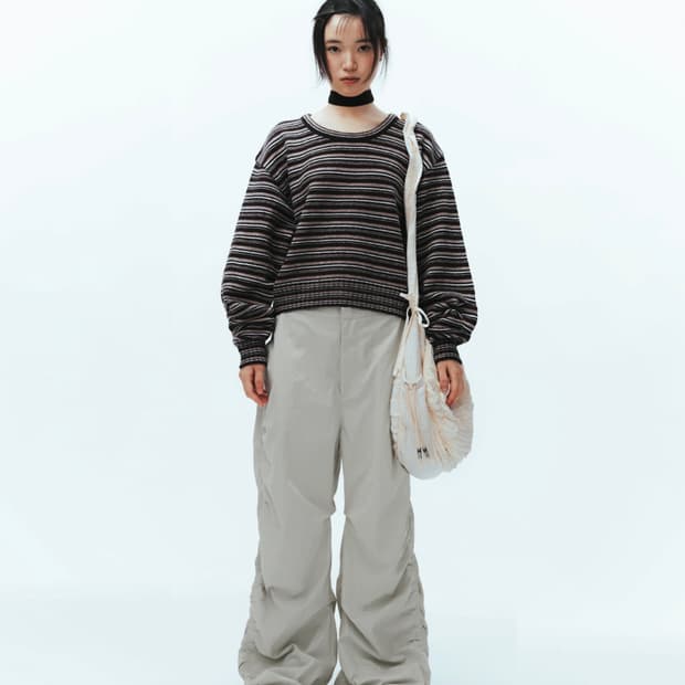 코이세이오 스트라이프 니트 브라운