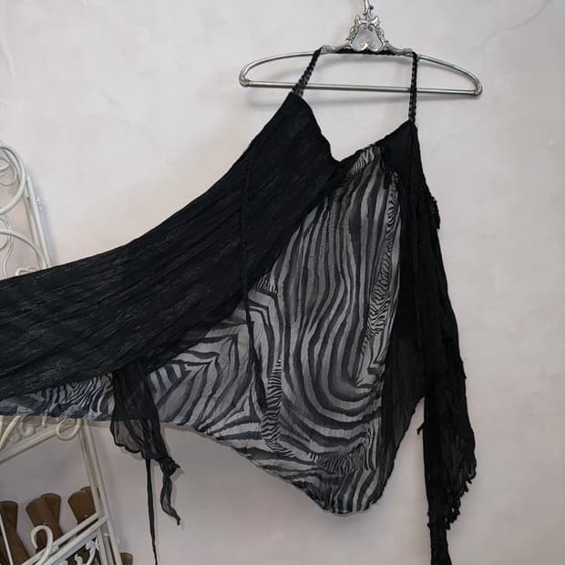 Black zebra m lace layered strap ops