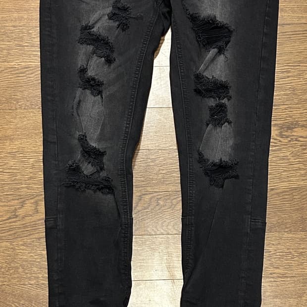 하이퍼데님 블랙 가오 지퍼 진(스키니진)