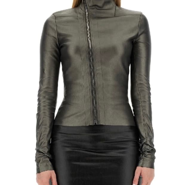 릭오웬스 게리 메탈릭 레더 바이커 자켓