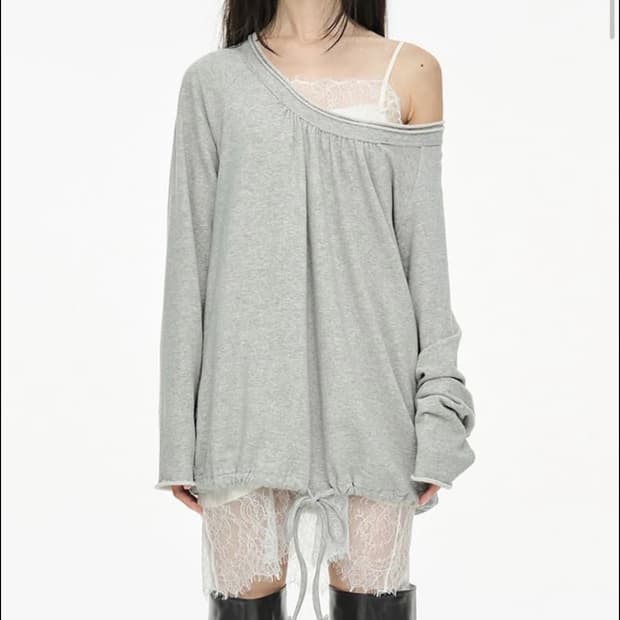 Cerric Round Hem String Top _ Gray