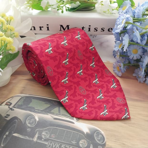 까스텔바작 레드 비행기 모티브 실크 넥타이 9.7cm A+등급 K1516