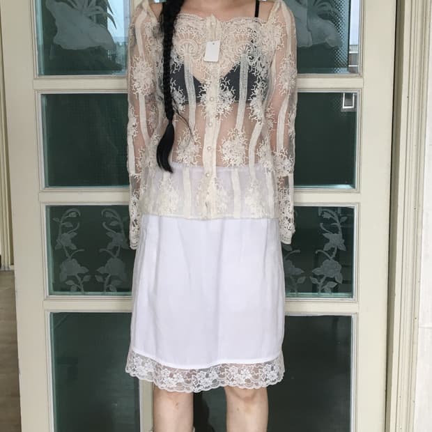 Ornament pattern see through blouse