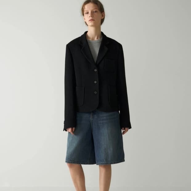 파사드패턴 텍스처 빈티지 재킷 블랙 S