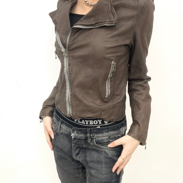 Mocha brown Italian lambskin rider jacke