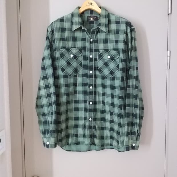  RRL 프레스톤 플래드 프린트 샤모아 워크셔츠 L