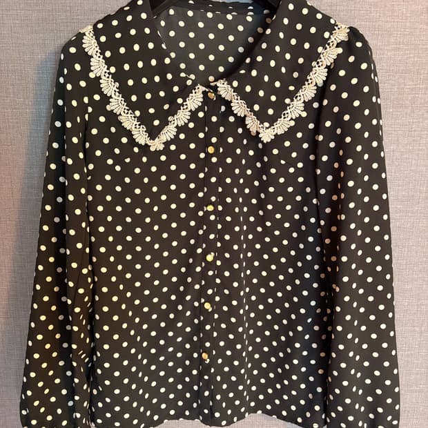 도트 레이스 블라우스 Japan