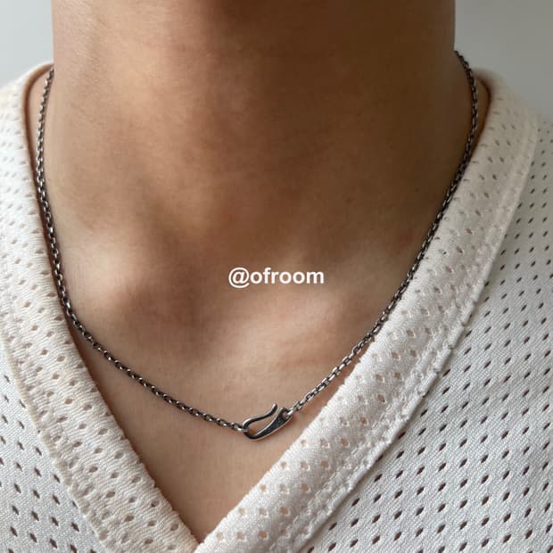 (2.1mm) 앤틱실버925 빈티지 훅 체인 목걸이 50cm