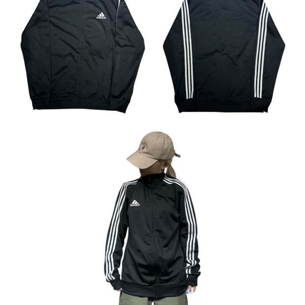 아디다스 블랙 화이트 삼선 트랙탑 져지 XL