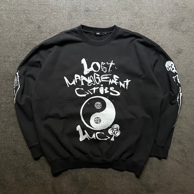 LMC 해골 프린팅 맨투맨 블랙 L