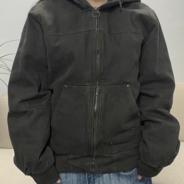 90s vintage 차콜 후드 패딩 자켓