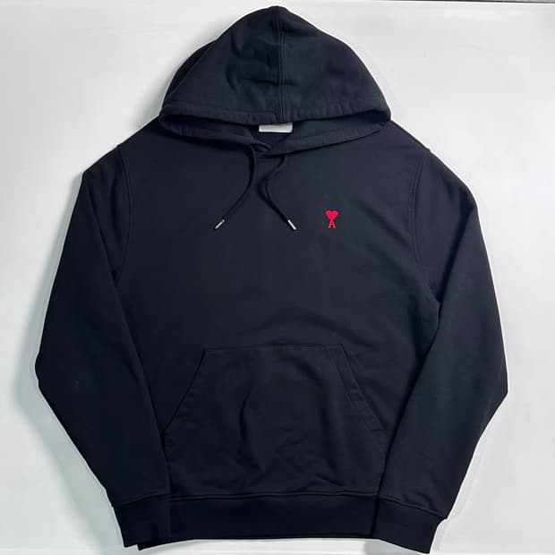 아미 스몰하트 로고 블랙 후드티