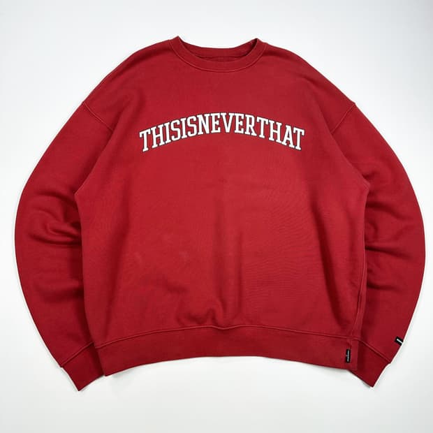 디스이즈네버댓 구형 아치로고 박시핏 맨투맨 버건디 레드 L