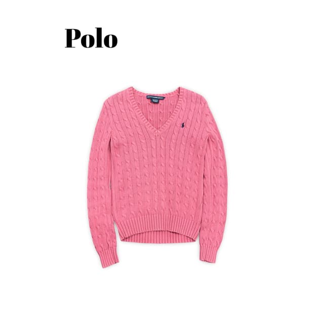 (55)폴로 랄프로렌 핑크 케이블 니트