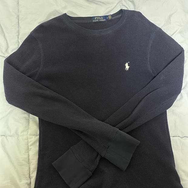 폴로 네이비 와플 니트