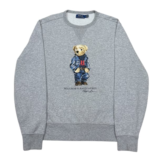 폴로 랄프로렌 베어 곰돌이 프린팅 기모 맨투맨 그레이 M