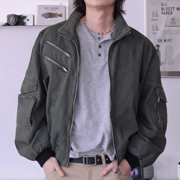 피인오 하이넥 플라이트 자켓