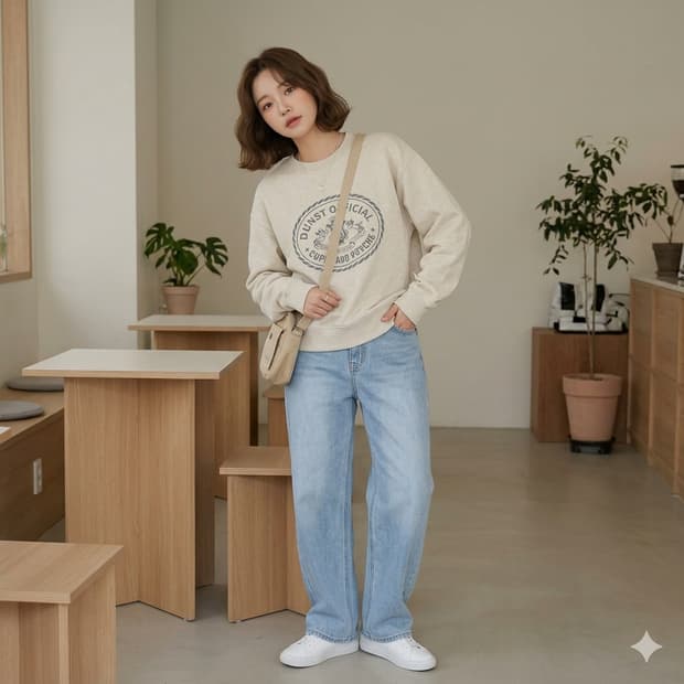 던스트 큐피드 캠퍼스 스웨트셔츠 오트밀