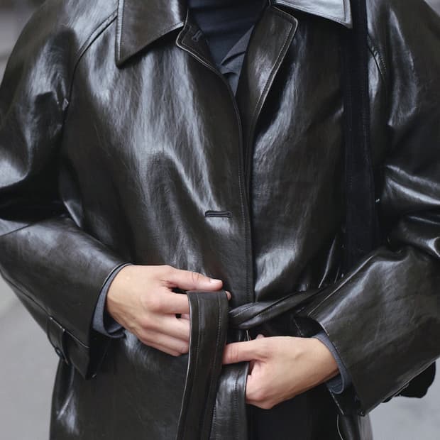 LFM Belted Leather Coat Brown 엘에프엠