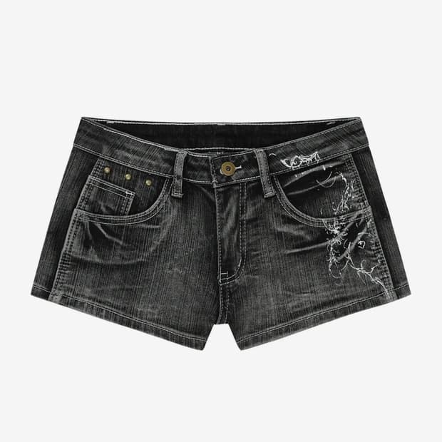 길라 아카이브 타투 그래픽 데님 숏츠 그레이 M
