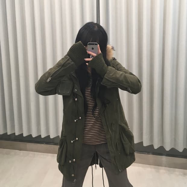 빈티지 퍼 토글 야상 사파리 자켓