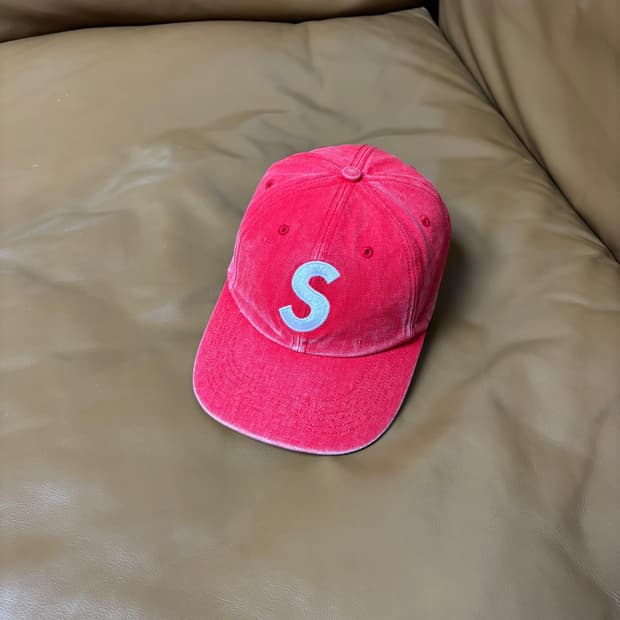 Supreme 슈프림 피그먼트 캔버스 레드 S로고 6패널 볼캡 모자