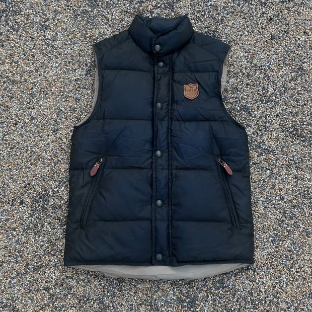 폴로 랄프로렌 덕다운 가죽패치 로고 조끼 패딩